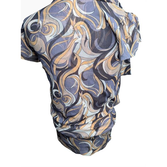 Y2k Sweet Pea Mesh top tunic Abstract Fairy Hippie Festival Empire Whimsigoth lg - Picture 3 of 12